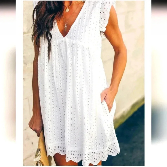 Forever 21 Dresses & Skirts - Forever 21 | Eyelet Cotton Cap Sleeves Sundress
